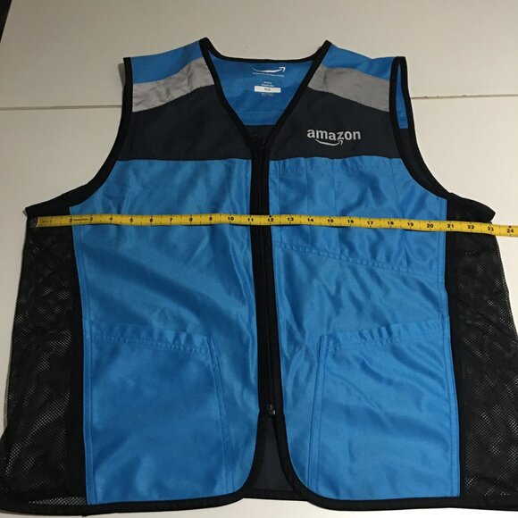 Amazon Blue Employee Uniform Vest Unisex Sleeveless Zip Up Size M/L - Picture 5 of 7